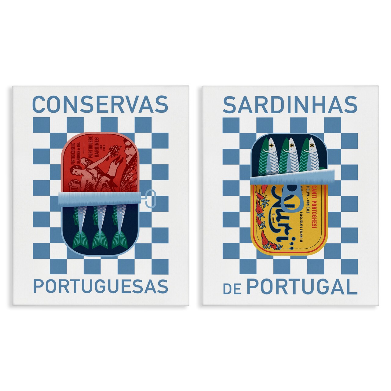 Stupell Industries Portuguese Canned Sardines 2 pc Canvas Wall Art Set Design by Victoria Barnes